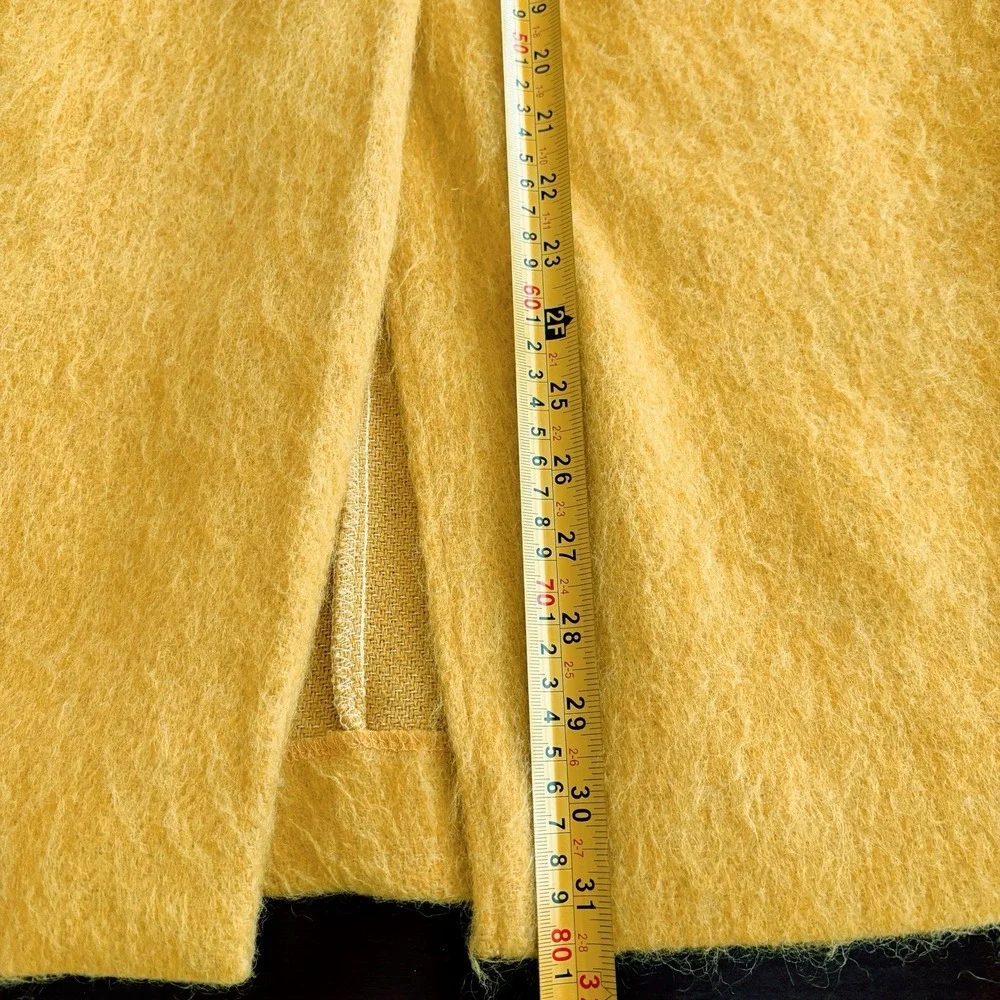 Korean Style Yellow Fuzzy Mohair Skirt Size XS Midi Pencil Skirt Pocket - Picture 7 of 9